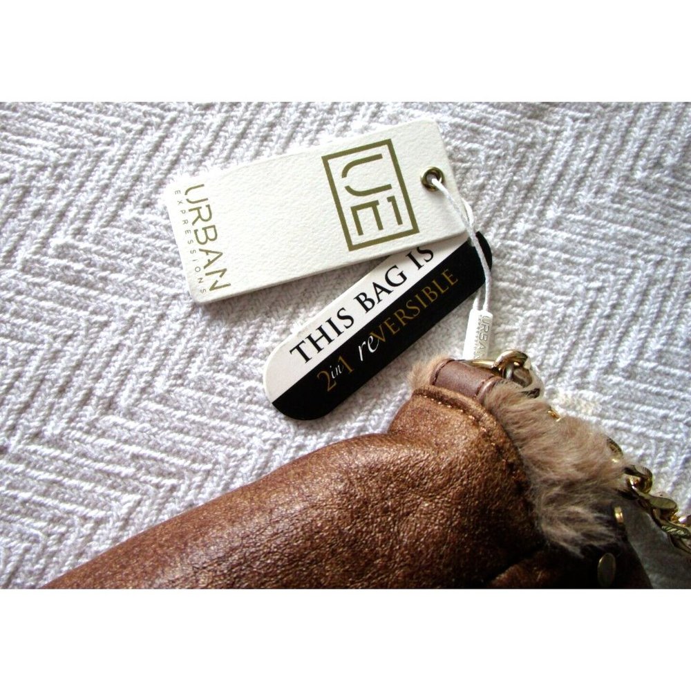 Urban Expressions Tan-Savannah Vegan Purse Reversible /Pouch NWT Gold Adj. Strap - Picture 16 of 16